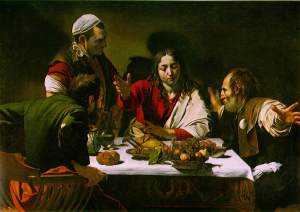 Caravaggio: Supper at Emmaus, 1600-1601, oil on canvas
