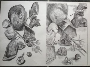 Development of composition, charcoal on A2