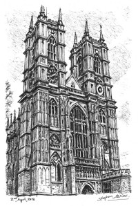 Westminster Abbey, pen on paper, 2013