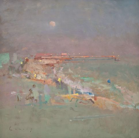 Fred Cuming RA: Camber Sands, oil on board