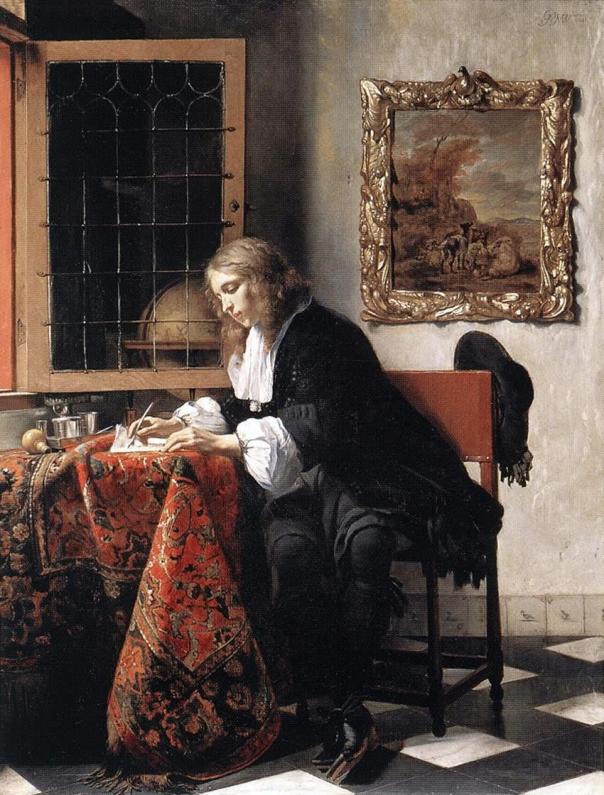Gabriel Metsu: Man Writing a Letter, oil on canvas, 1662-65